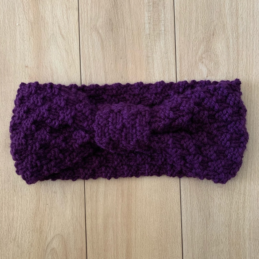 Handmade Eggplant Purple Knit Headband